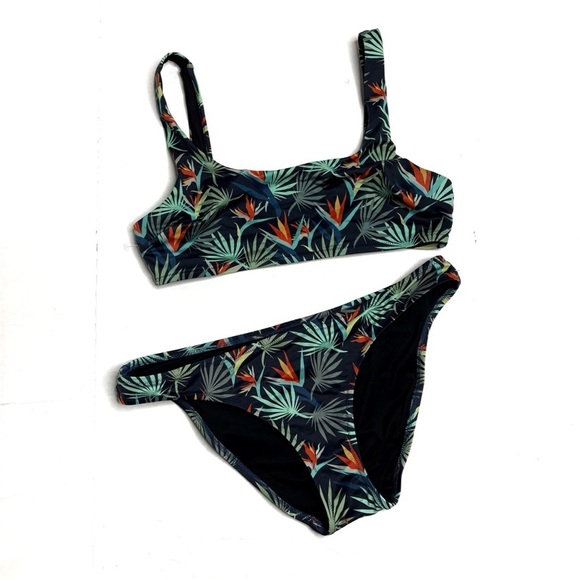 MeUndies Blue Flower of Paradise Swim Suit Top and Bikini Bottom - Picture 1 of 4